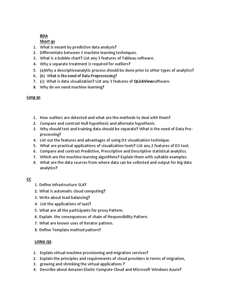 All Imp Cse Qs Mid - 2-1 | PDF | Cloud Computing | Machine Learning