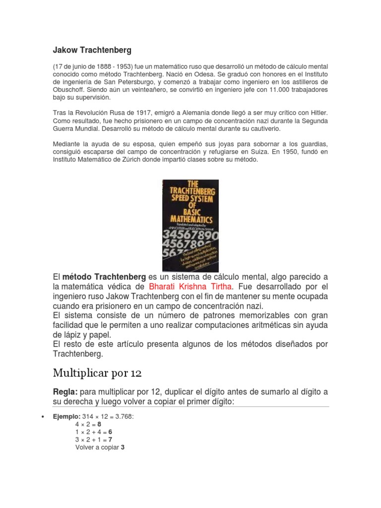 Jakow Trachtenberg Method Pdf