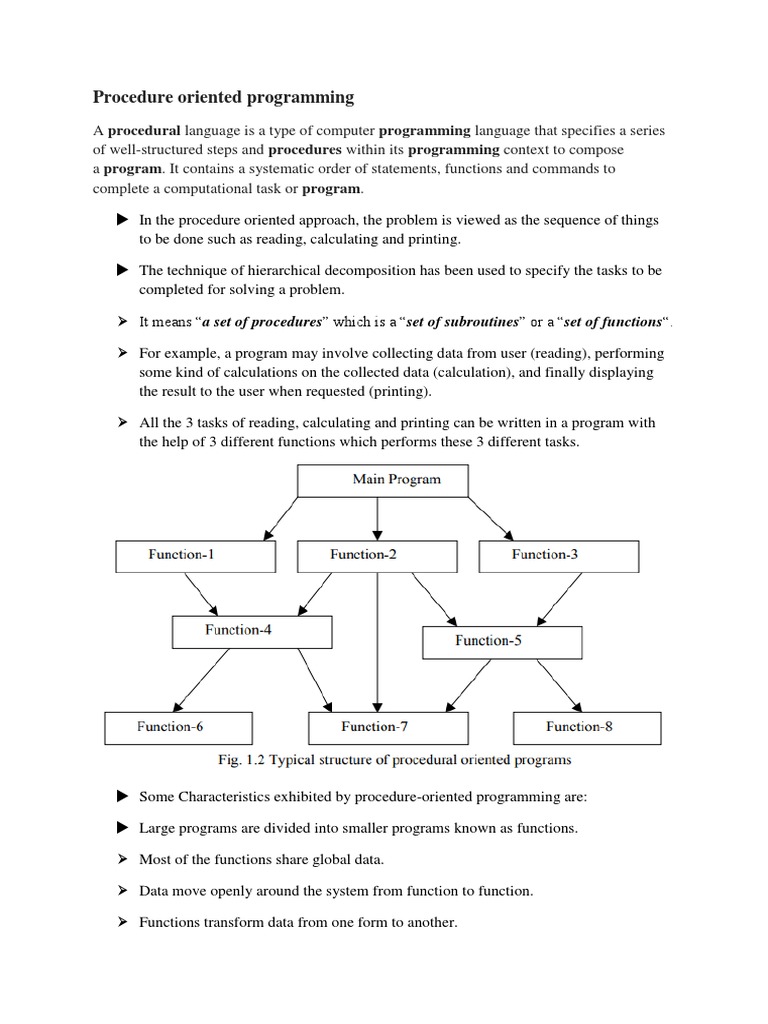 Procedure Oriented Programming | PDF | Object Oriented Programming ...