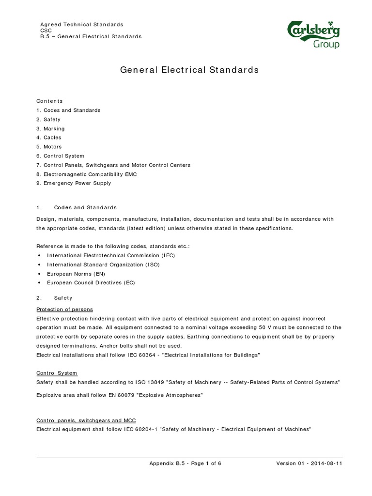 General Electrical Standards Overview | PDF | Electrical Wiring ...