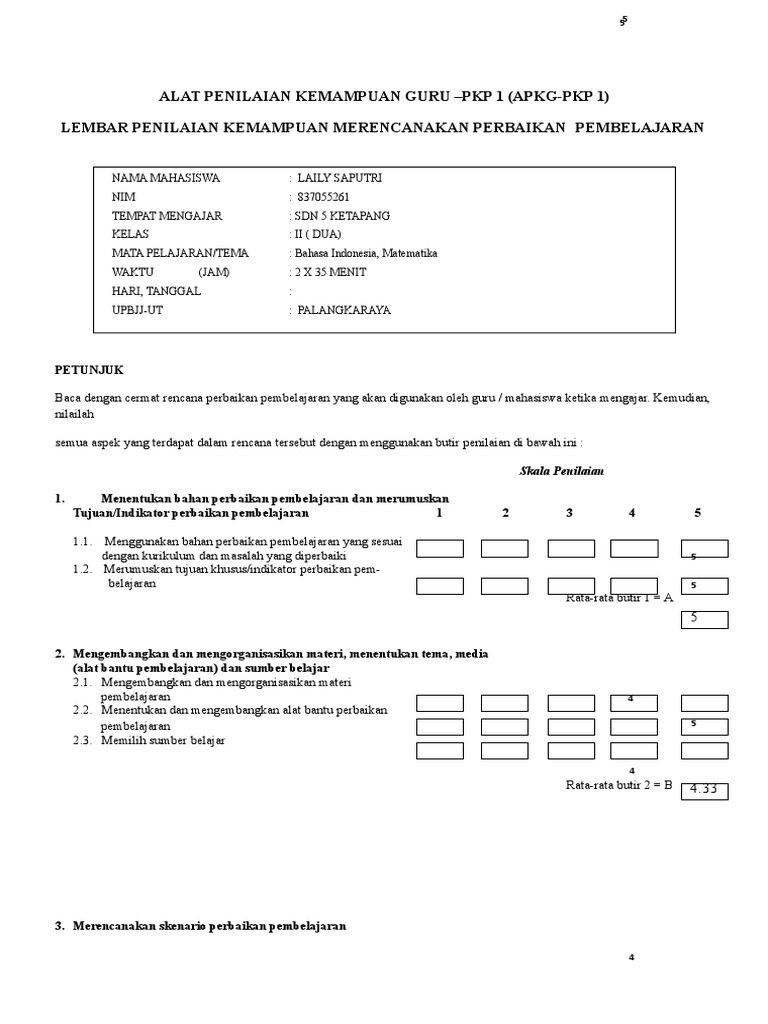 Format APKG 1 dan 2 PKP UT Terbaru | PDF