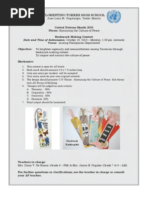 Mechanics for Bookmark Making Contest