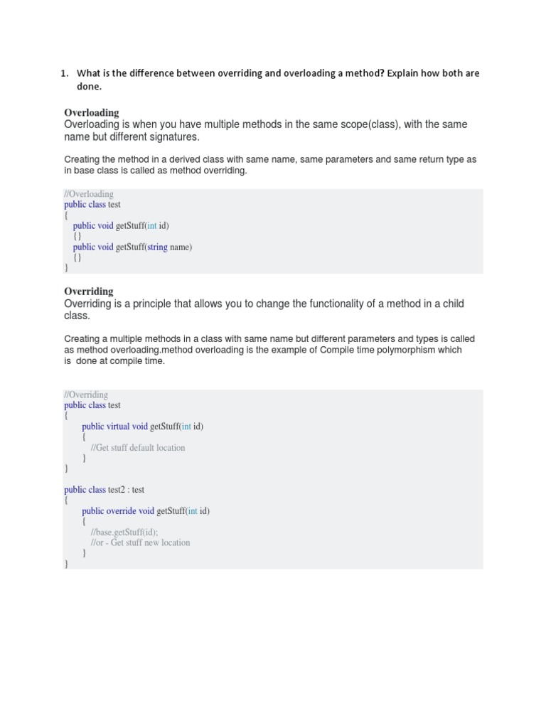 What Is The Difference Between Overriding and Overloading A Method ...