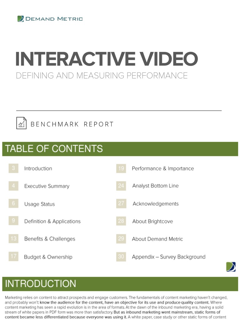 Interactive Video Benchmark Insights | PDF | Benchmarking | Marketing