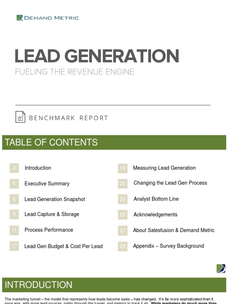 Lead Generation Benchmark Report | PDF | Benchmarking | Marketing