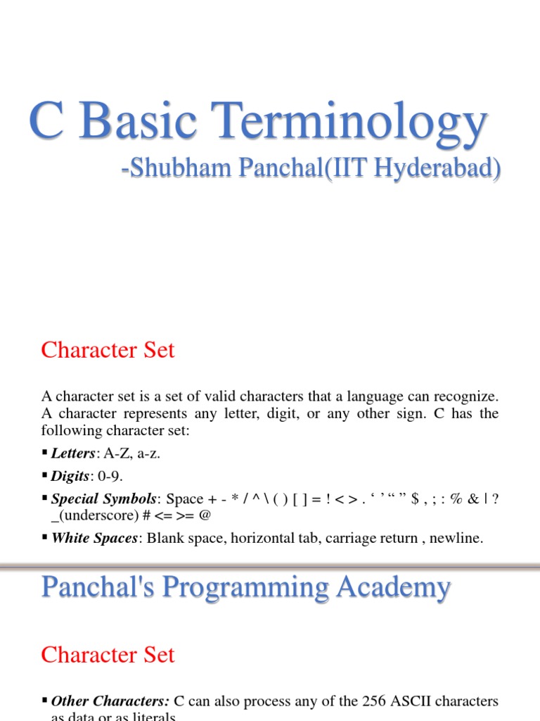 C S Basic Terminologies PPA | PDF | Identifier | Decimal