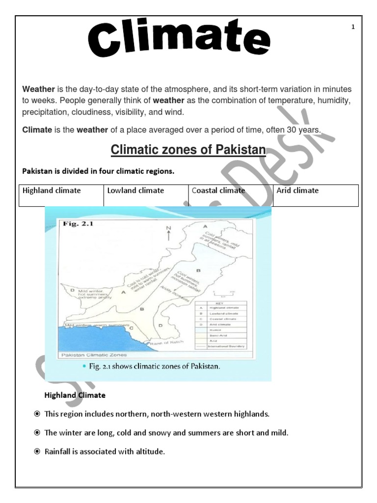 Climate Notes PDF Monsoon Rain