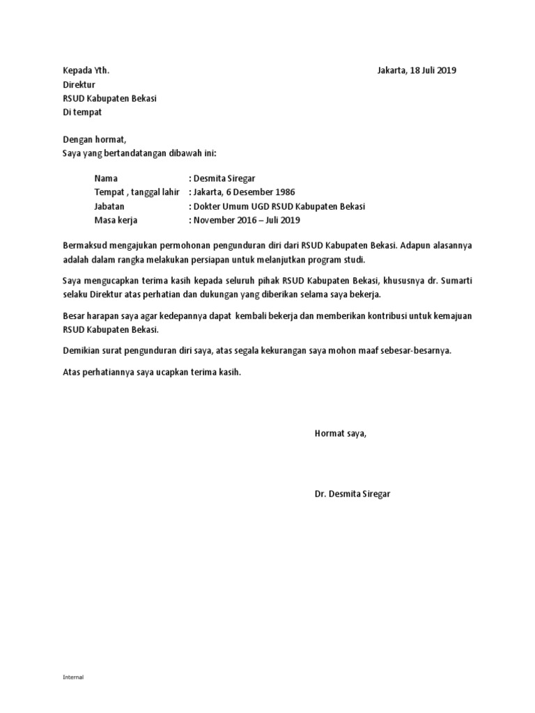 Download 66+ Contoh Surat Surat Pengunduran Diri Gratis