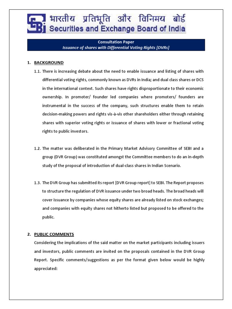 Shares with Differential Voting Rights | PDF | Stocks | Equity (Finance)