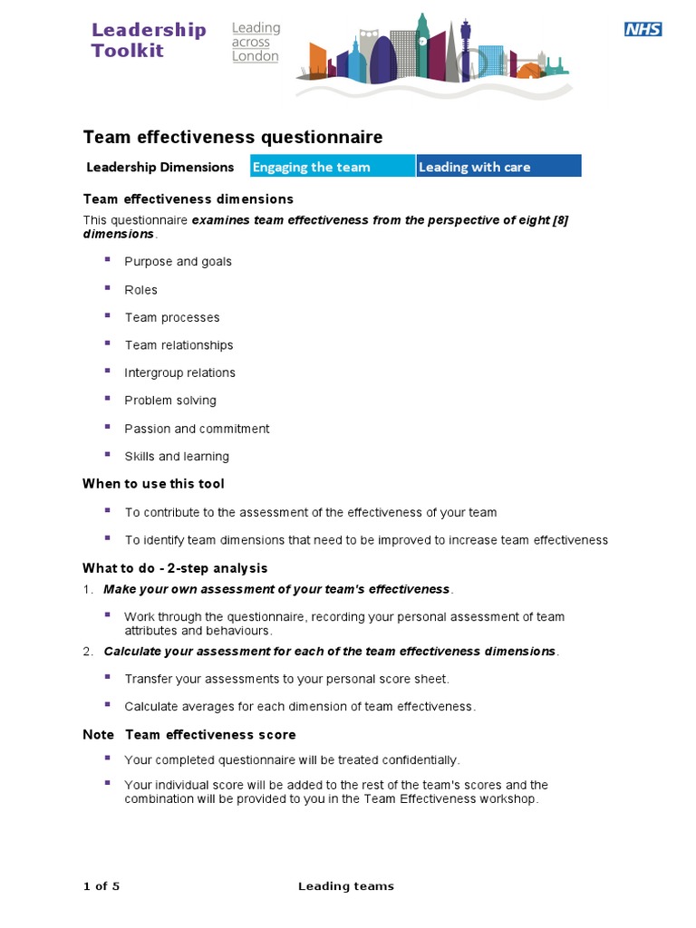Team Effectiveness Assessment Tool | PDF | Leadership | Psychological ...