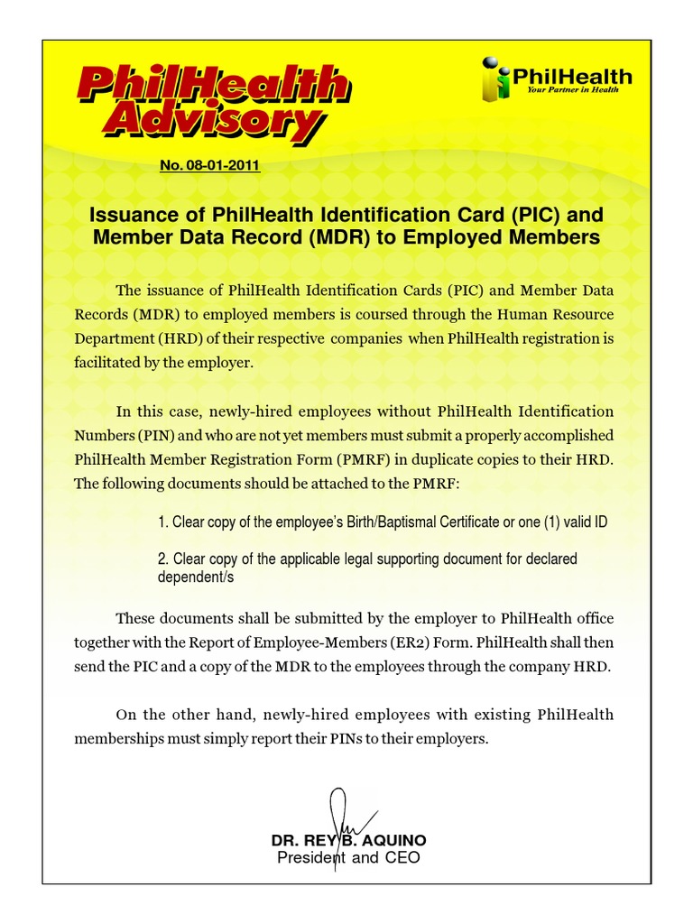Issuance of PhilHealth ID and MDR for Employees | PDF