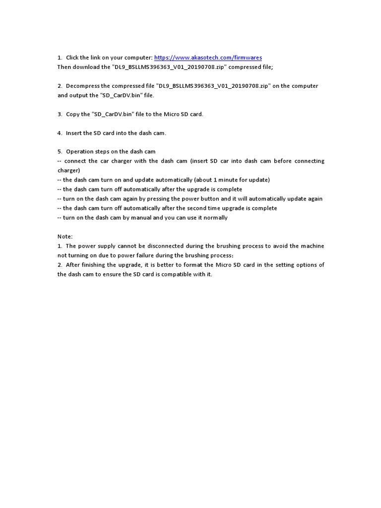 70mai Dash Cam Firmware Update Guide | PDF | Computers