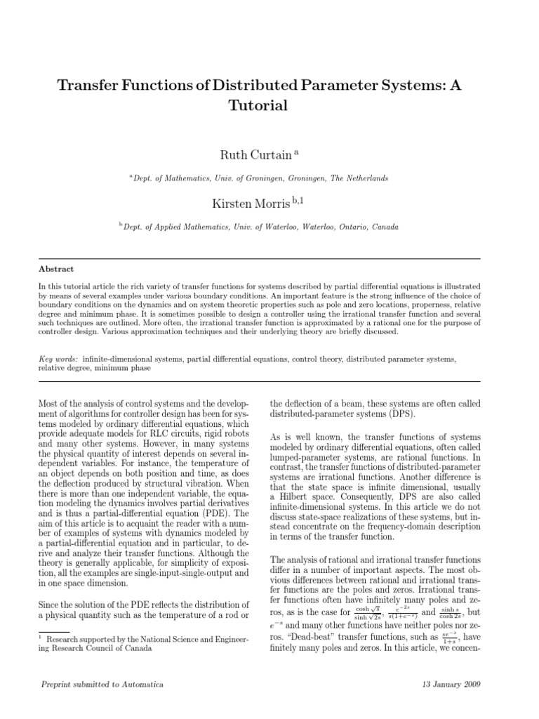 Transfer Functions in Distributed Systems | PDF | Partial Differential ...