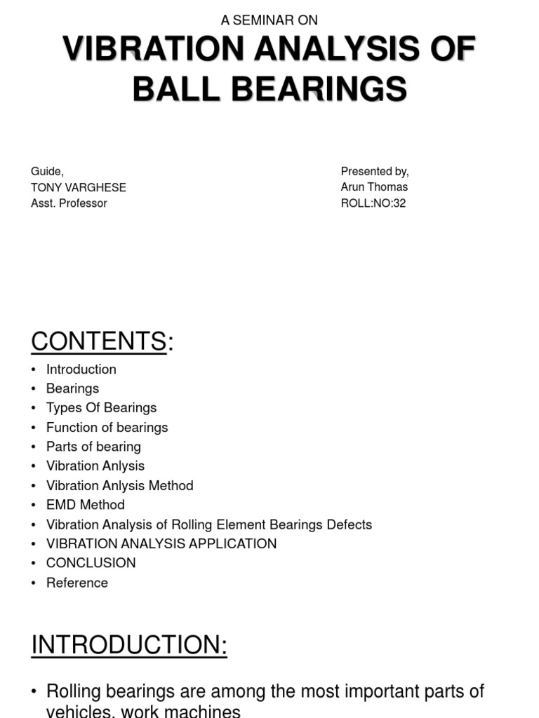 Vibration Analysis of Ball Bearings Seminar | PDF | Bearing (Mechanical ...