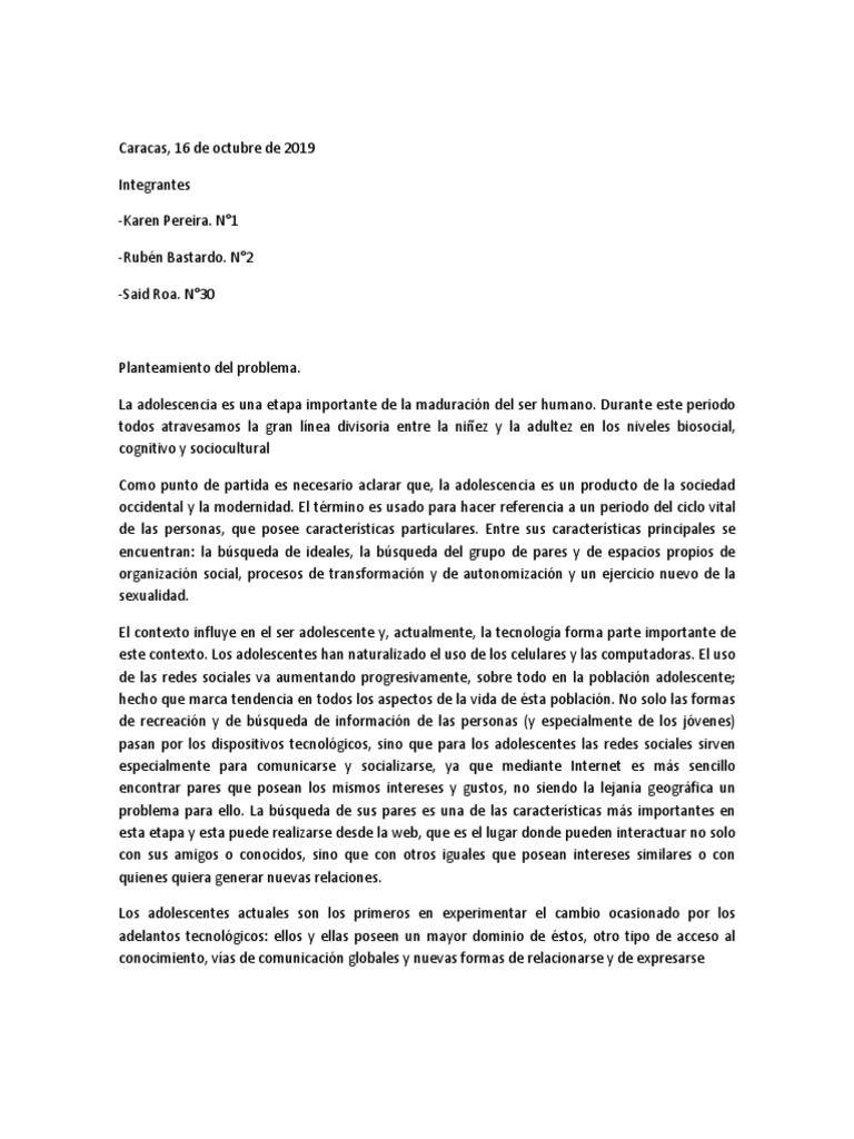 Impacto de la tecnología en adolescentes | PDF | Adolescencia | Adultos