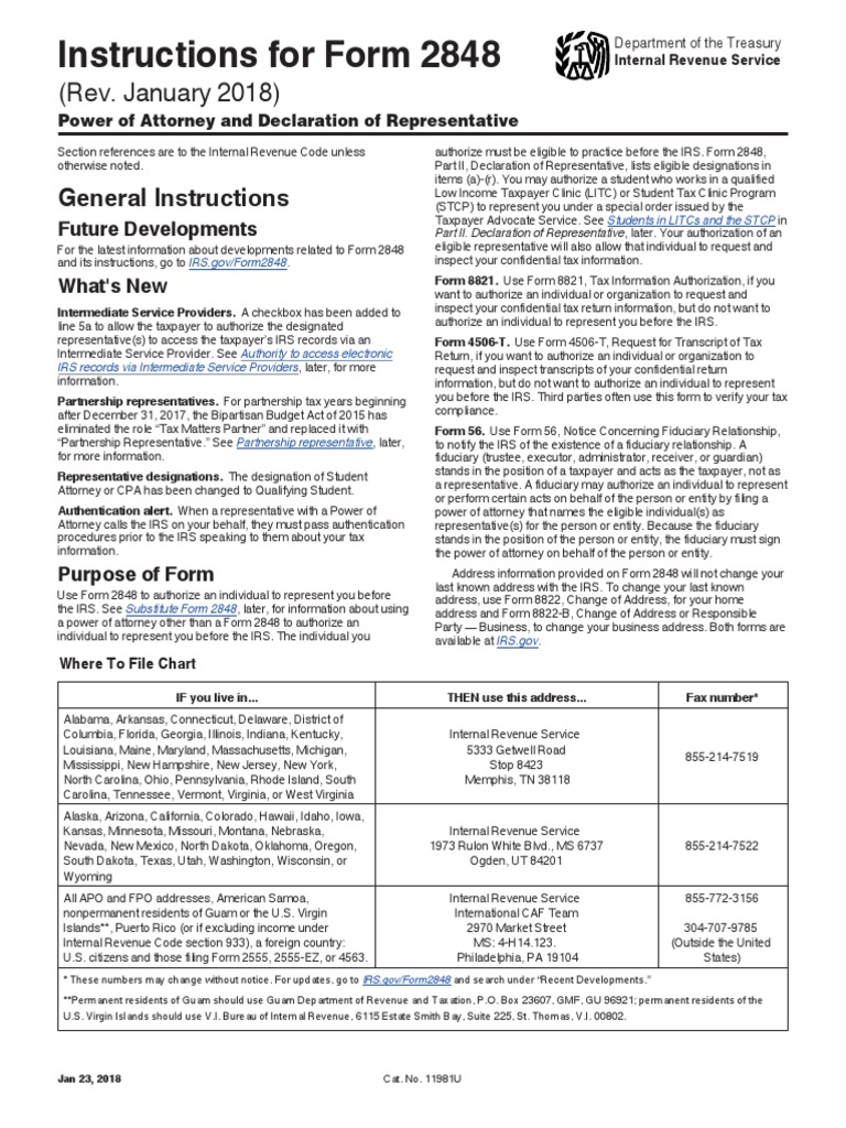IRS Form 2848: Power of Attorney Guide | PDF | Internal Revenue Service ...