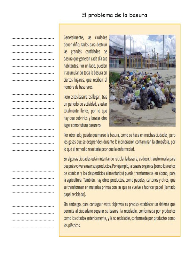 El Problema de La Basura Comunicación | PDF | Residuos | Cognición