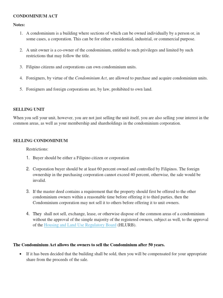Condominium Act Notes:: Housing and Land Use Regulatory Board | PDF | Law