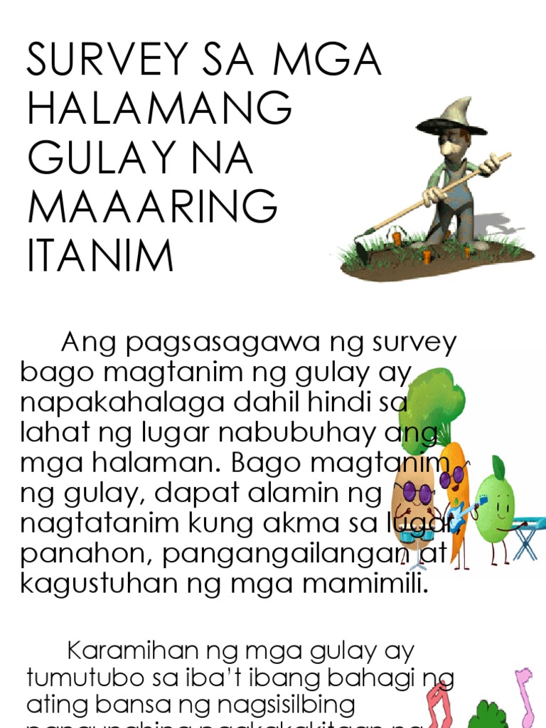 Survey Sa Mga Halamang Gulay Na Maaaring Itanim