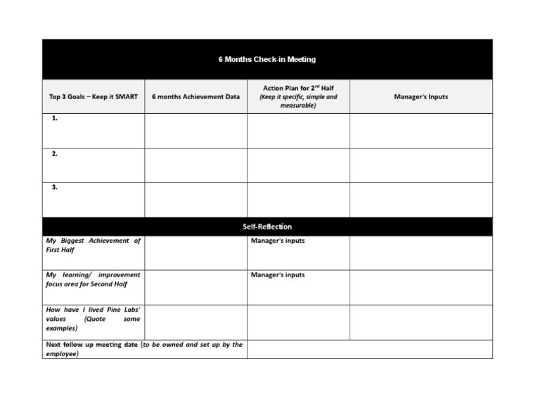 6-Month Check-In Meeting Template | PDF | Business