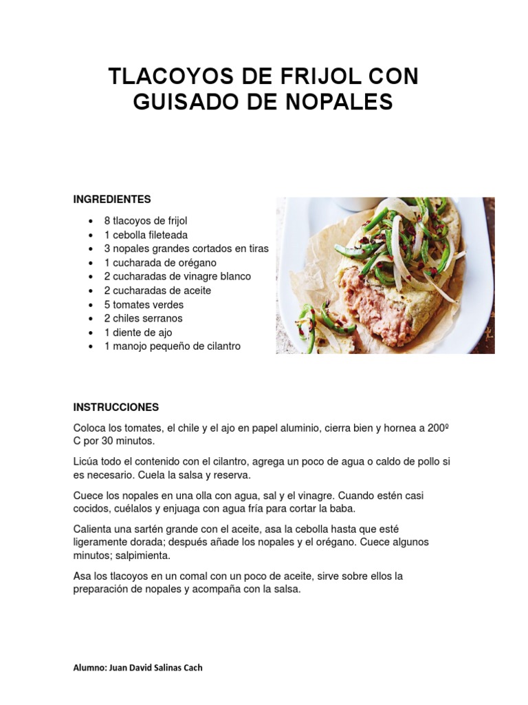 Tlacoyos de Frijol Con Guisado de Nopales | PDF | Cilantro | Cocina  norteamericana