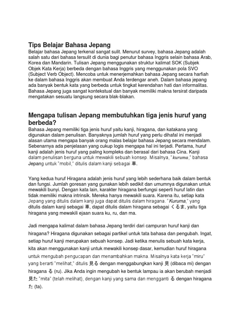 Belajar Bahasa Jepang