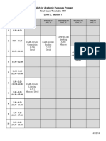 English For Academic Purposes Program Final Exam Timetable 14W Level 3, Section 1