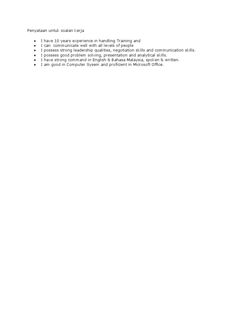 Professional Skills and Experience Summary | PDF | Career & Growth