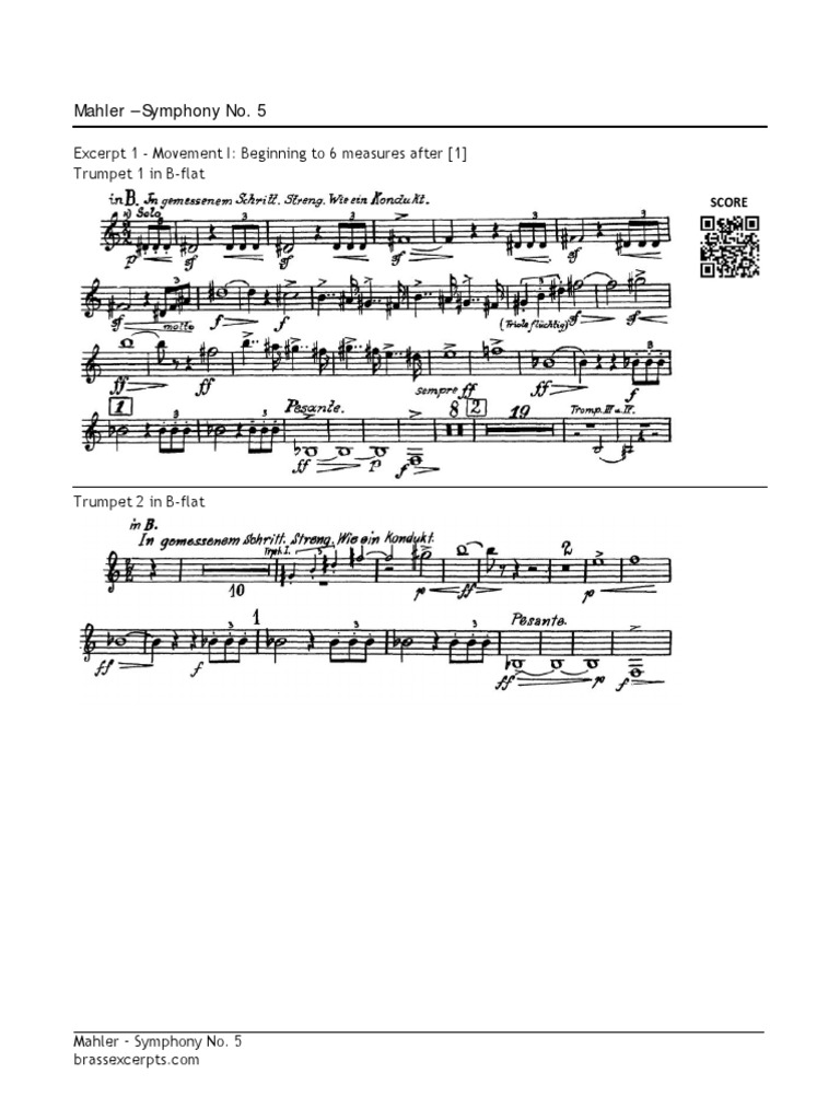 Lexcerpts Mahler Symphony No. 5 Trumpet Excerpts PDF