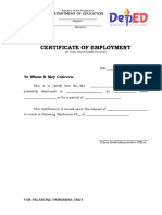 CerificateOfEmployment DEPED PErsonnel - 2014