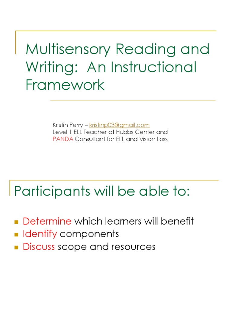 Multisensory Reading Framework for ELLs | PDF | Dyslexia | Neuropsychology