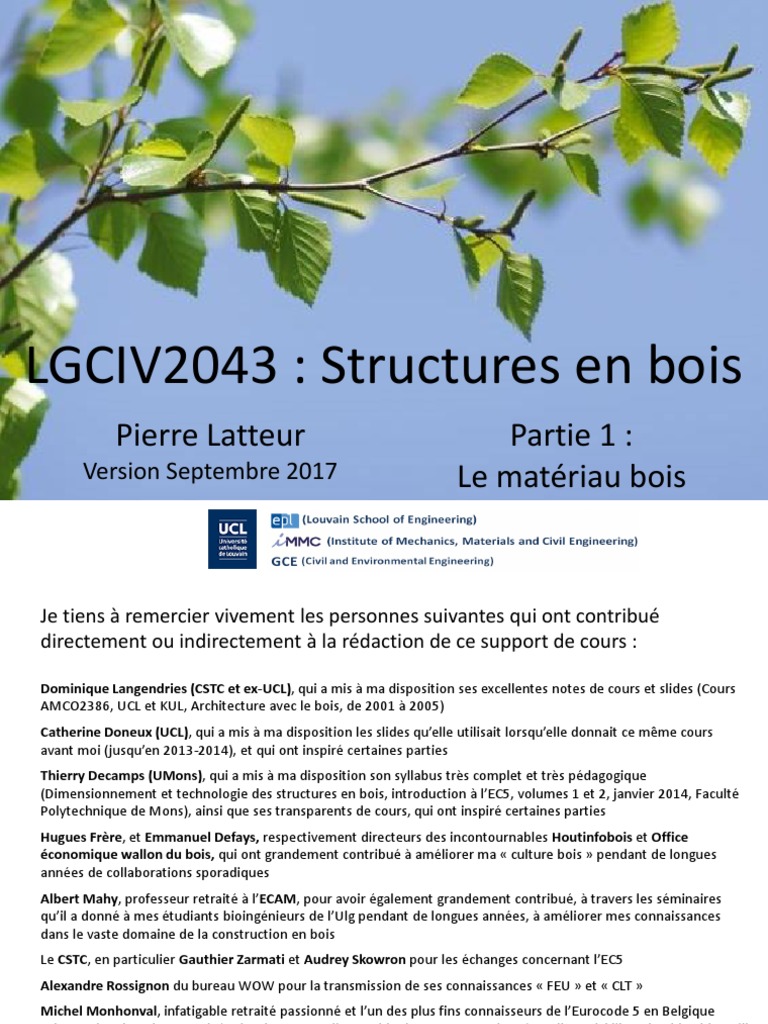 Cours sur les Structures en Bois | PDF | Bois (matériau de construction ...