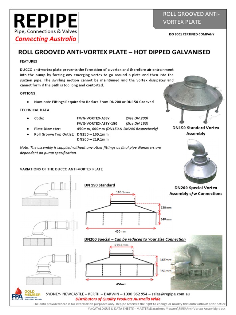 Roll Grooved Anti-Vortex Plate - Hot Dipped Galvanised | PDF | Computers