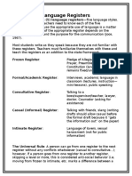 Language Registers Definitions Handout