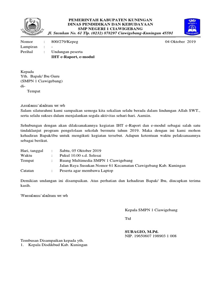 Surat Undangan Iht E Raport