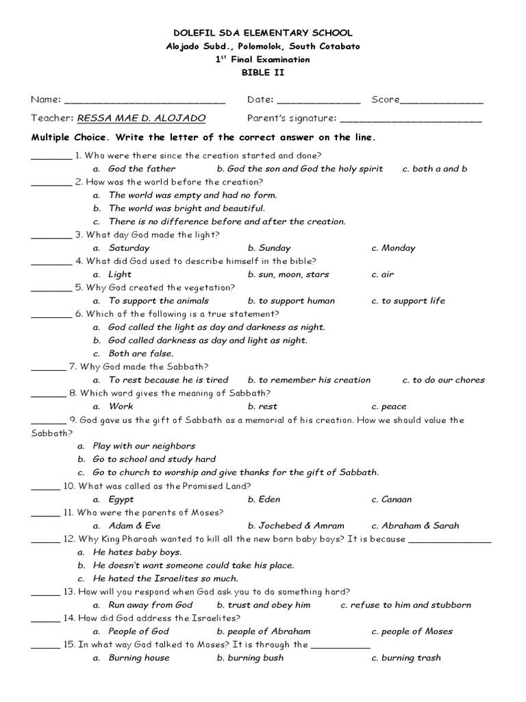 teacher s file 1st final exam pdf ten commandments foods
