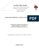 Research Proposal Titles For Research 1: San Beda College Alabang