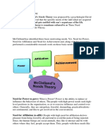 Definition: Mcclelland'S Needs Theory Was Proposed by A Psychologist David