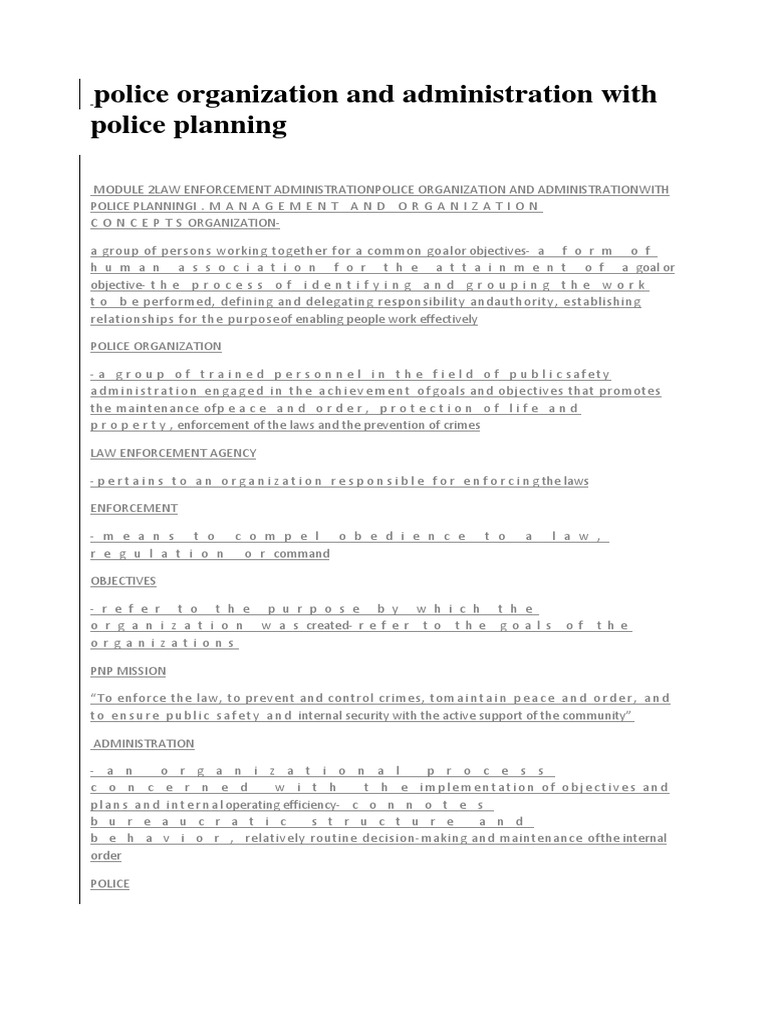 Police Organization and Administration With Police Planning | PDF | Law ...