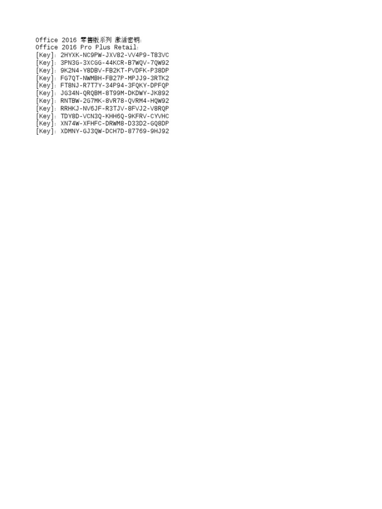 Office 2016 Pro Plus Activation Keys | PDF