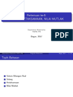 Pertemuan 8 - Selang, Ketaksamaan, Nilai Mutlak - Handout