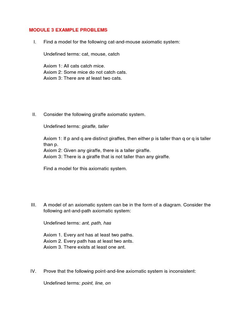 Axiomatic System Examples and Models | PDF | Axiom | Logical Expressions