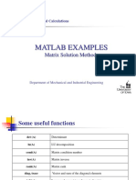 Matlab Examples: Matrix Solution Methods