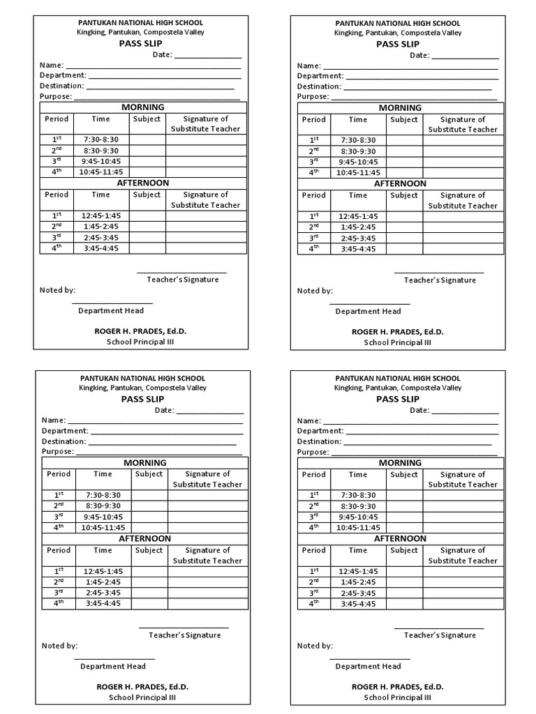 Pass Slip PDF