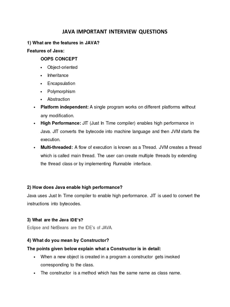 Java Commonly Asked Interview Questions | PDF | Inheritance (Object ...