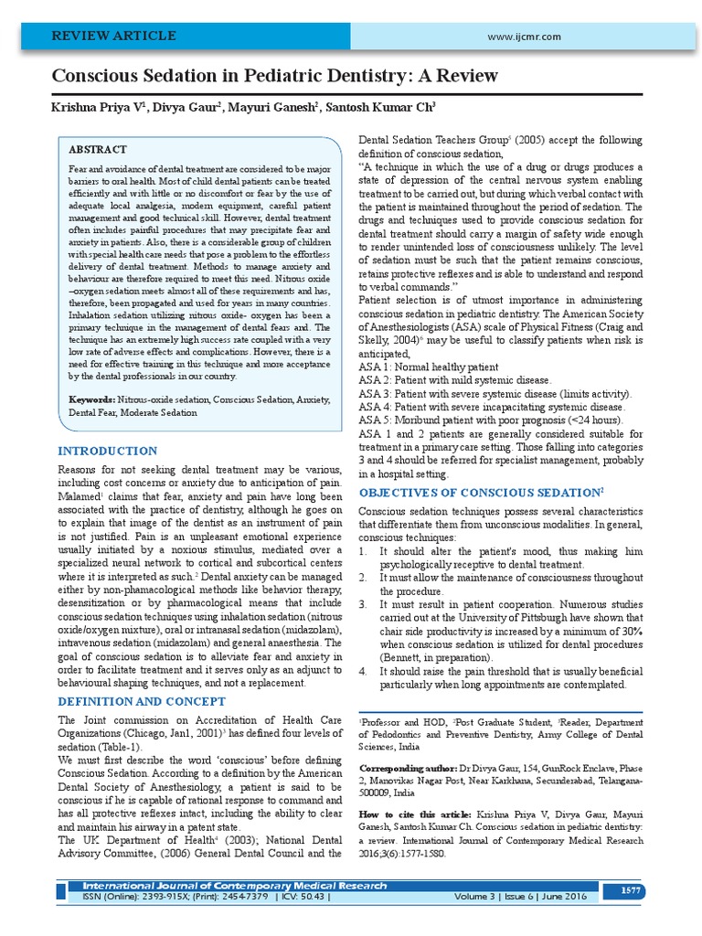 Pediatric Conscious Sedation Techniques | PDF | Anesthesia | Nitrous Oxide