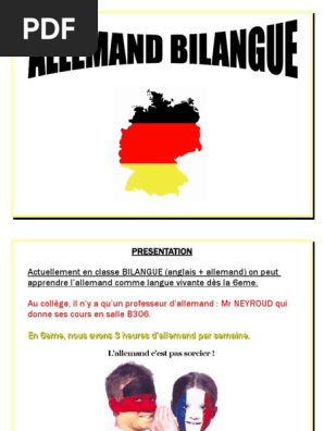 Allemand Bilangue Langue Francaise Linguistique