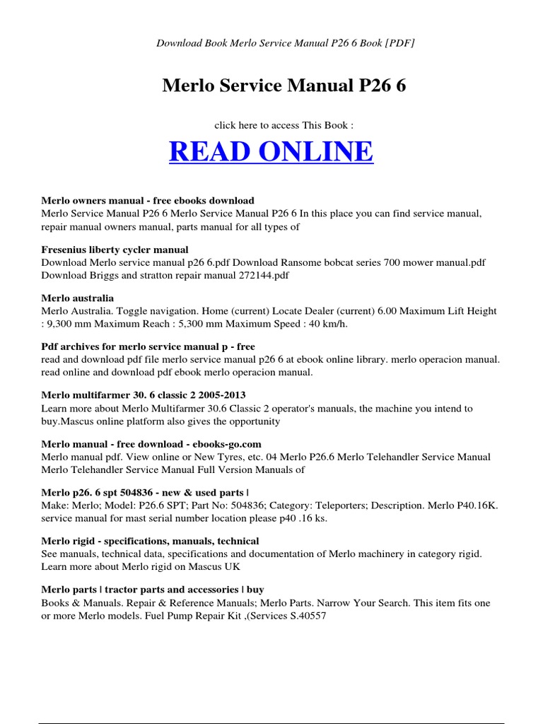 Merlo Service Manual P26 6