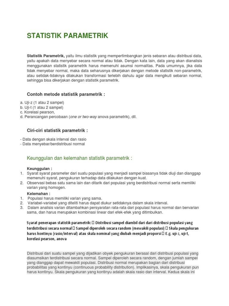 Contoh Metode Statistik Parametrik