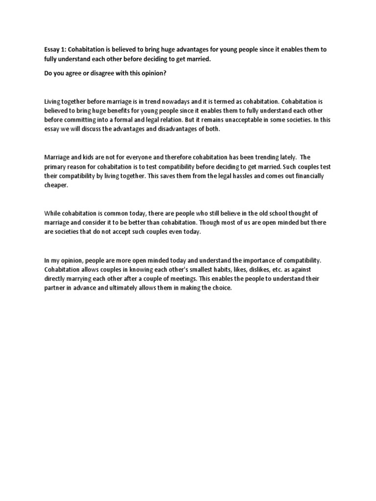 Pros and Cons of Cohabitation Before Marriage | PDF | Cohabitation ...